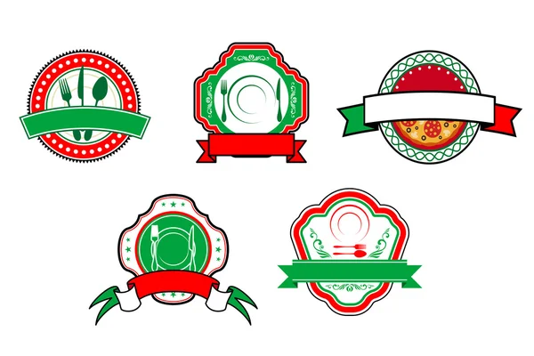 Bandeiras e rótulos alimentares italianos — Vetor de Stock