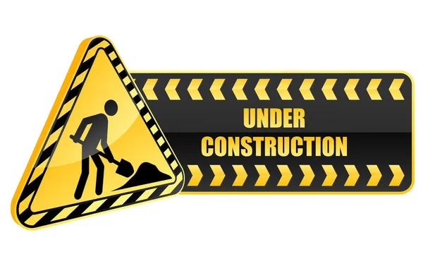 Onder constructie pictogram en waarschuwingsbord — Stockvector