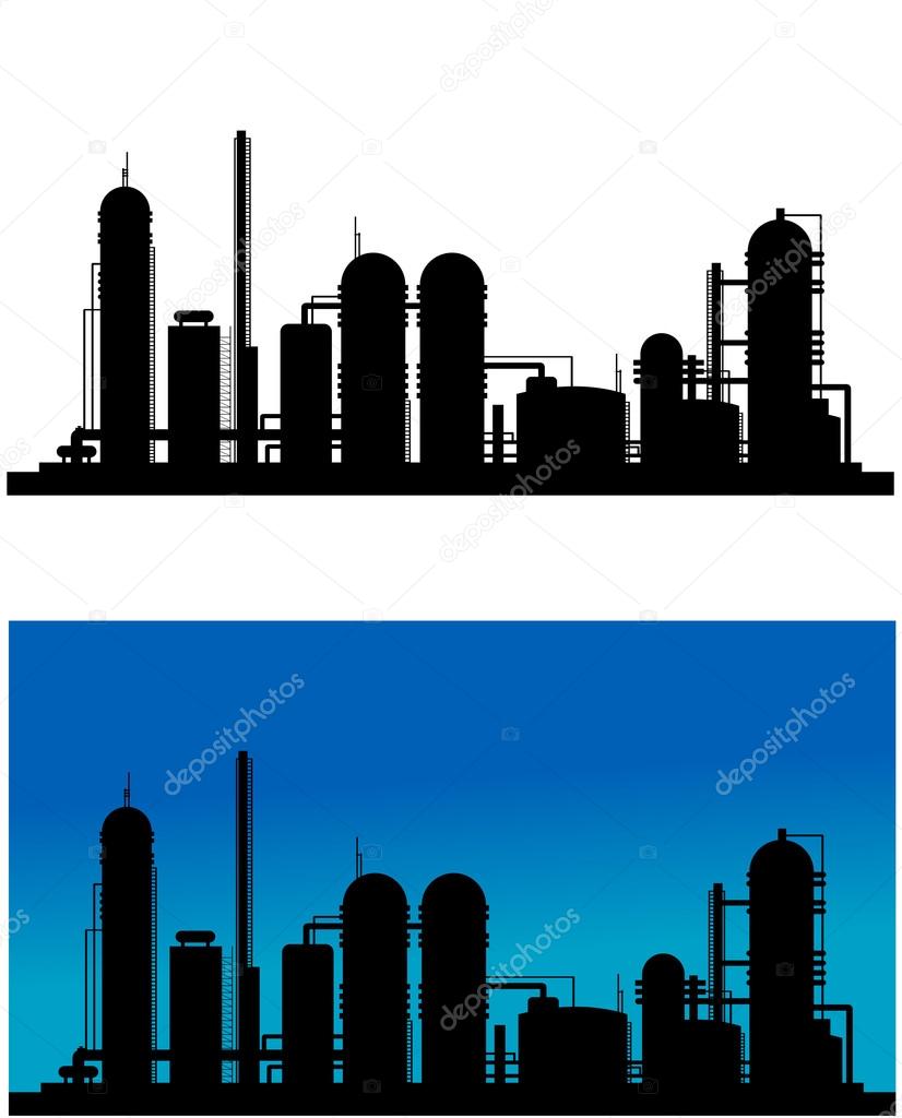 Chemical or refinery plant silhouette for industrial design