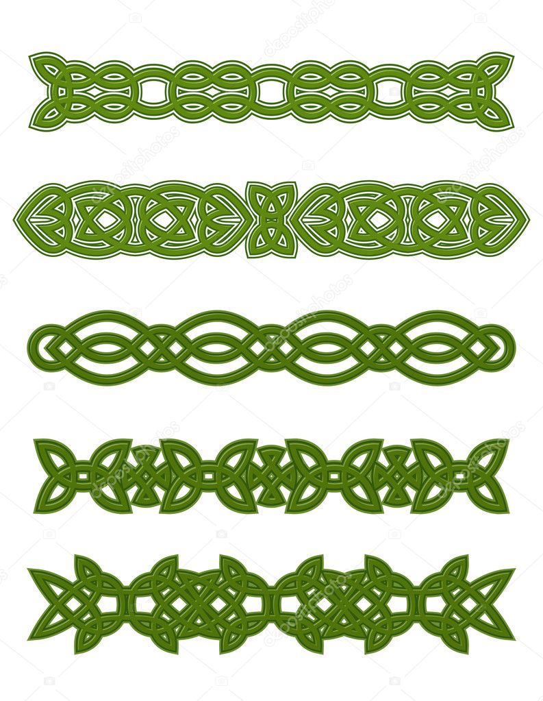 Green celtic ornaments and embellishments