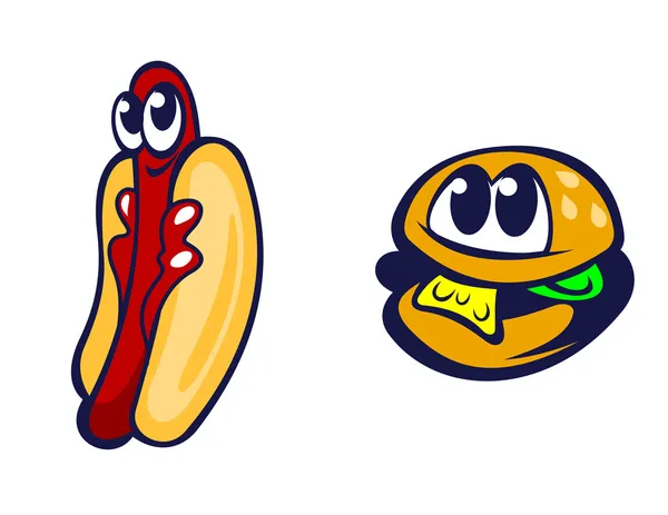 Hamburguesa y hot dog — Vector de stock