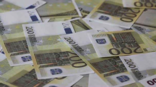 Fondo de doscientos billetes en euros — Vídeo de stock