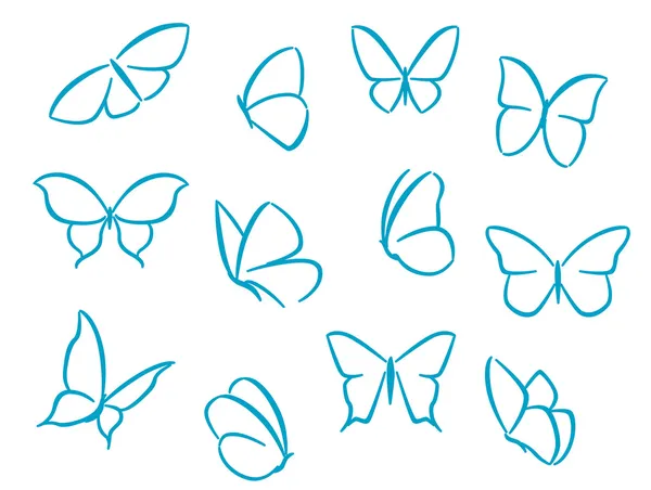 Butterflies silhouettes — Stock Vector