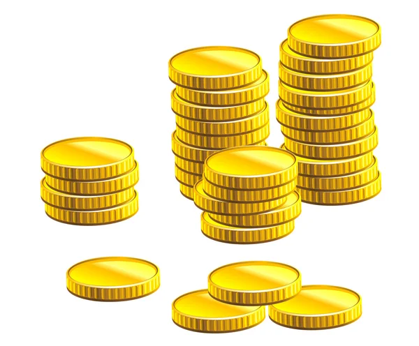 Muchas monedas de oro — Vector de stock