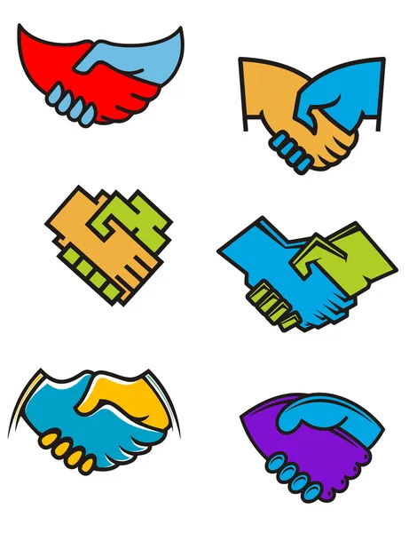 Kézfogás szimbólumok és ikonok — Stock Vector