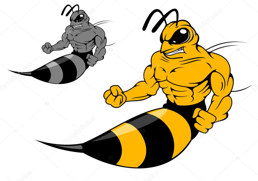 Danger yellow hornet with sting