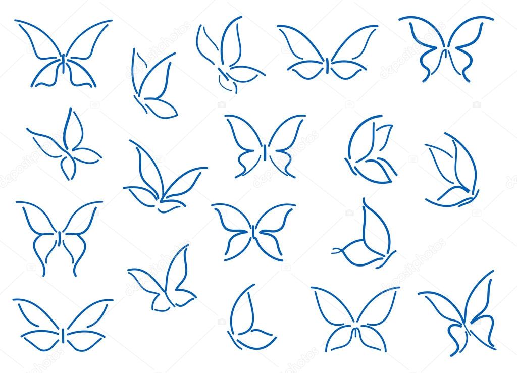 Set of butterfly silhouettes