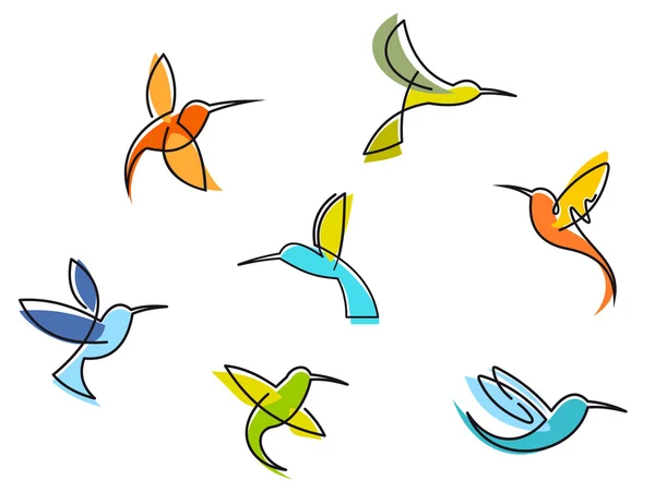 Abstract colorful hummingbirds — Stock Vector