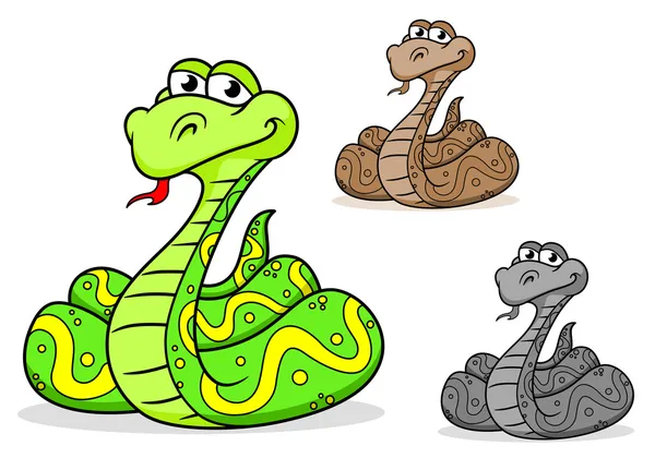 Serpiente de pitón de dibujos animados — Vector de stock