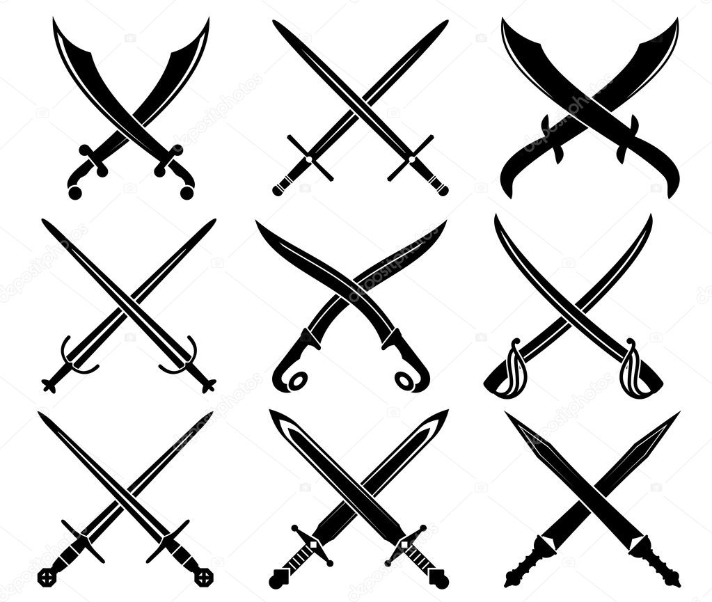 Set of heraldic swords and sabres