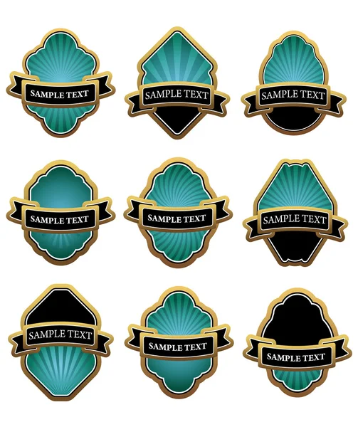 Conjunto de etiquetas blueluxury y pancartas con marcos de oro, tal logotipo. Versión Jpeg también disponible en galería — Archivo Imágenes Vectoriales
