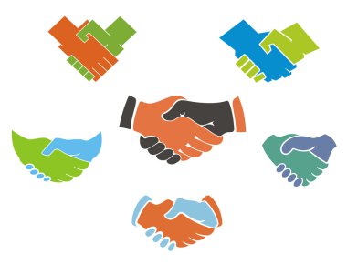 Business handshake symbols and icons clipart