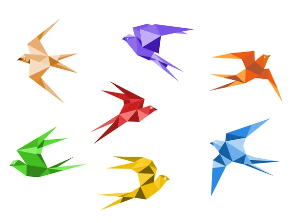 Origami swallows — Stock Vector
