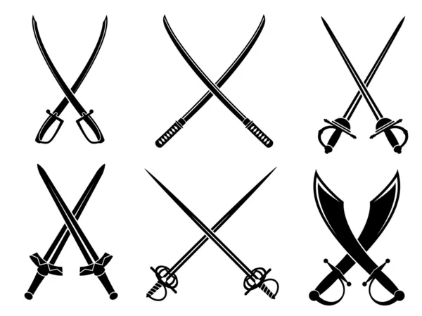 Set de espadas, sables y espadas largas — Vector de stock