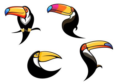 Funny toucan mascots and symbols clipart