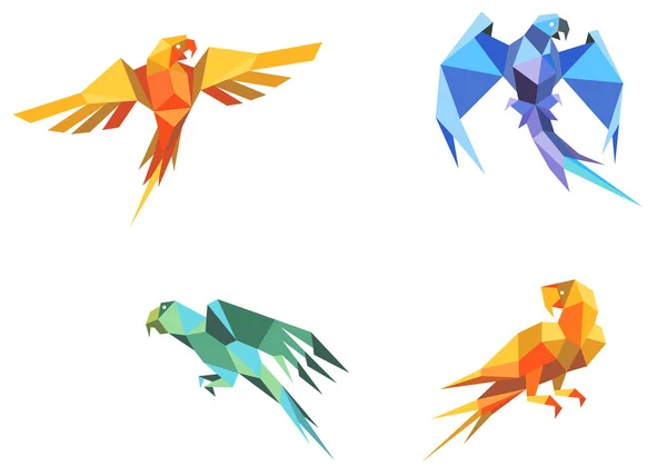 Origami parrots — Stock Vector