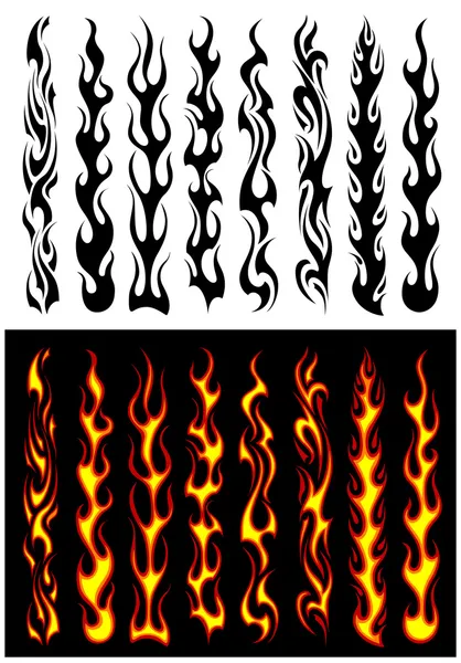 Flammes et éléments tribaux — Image vectorielle