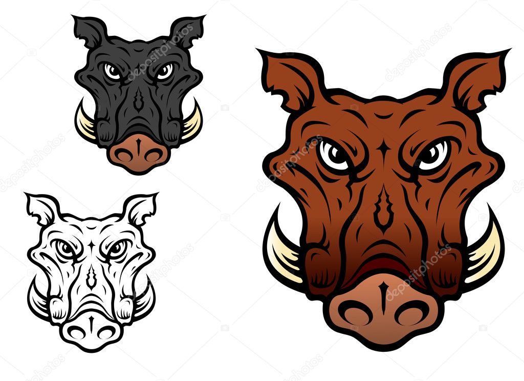 Wild boar or hog in cartoon style for sports team mascot