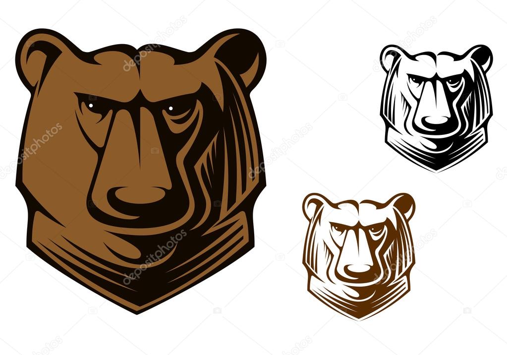 Brown kodiak bear head for sports team mascot or tattoo design