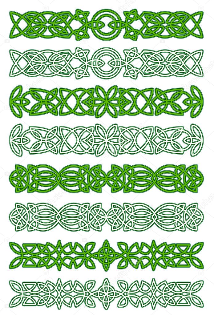 Green celtic ornament elements