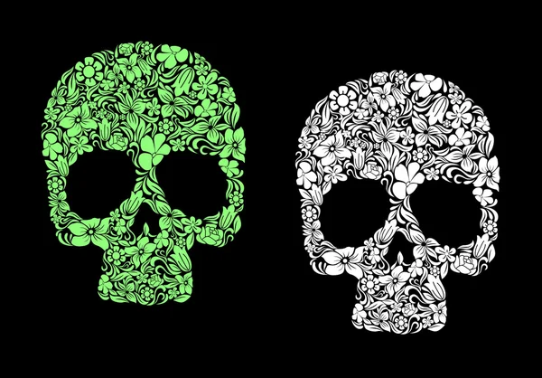 Floral menselijke schedel — Stockvector