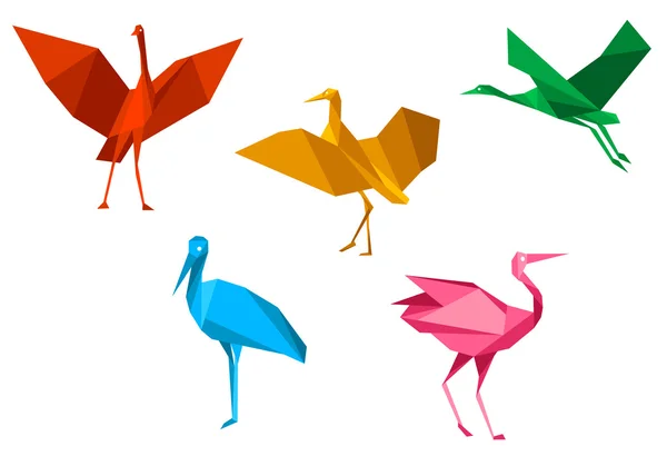 Cranes, storks and herons birds — Stock Vector