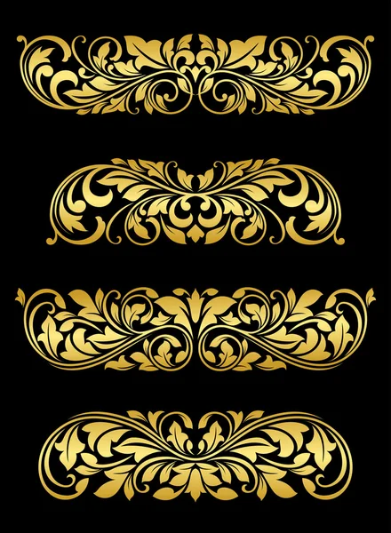 Golden floral elementen en decoratie — Stockvector