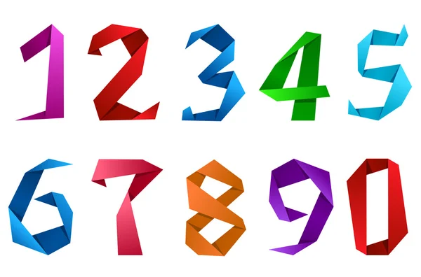 Dígitos e números em estilo origami —  Vetores de Stock