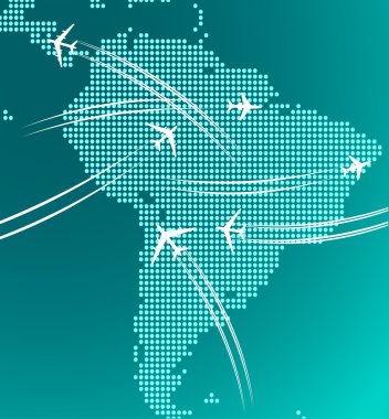 Güney Amerika Haritası ile uçakların izleme