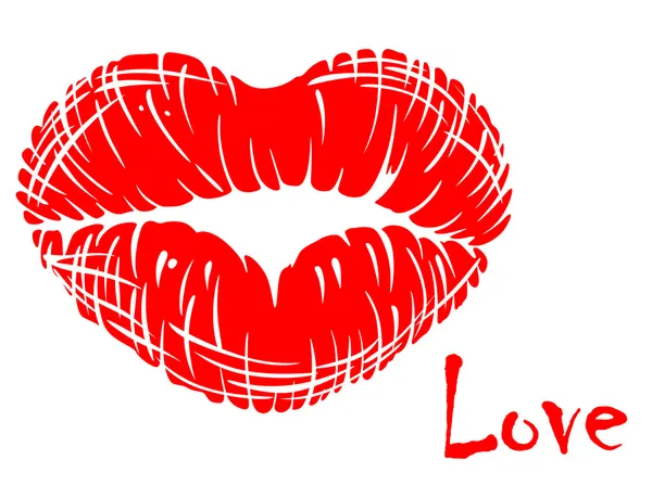 Red lips in heart shape — Stock Vector