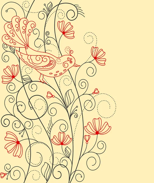 鳥と花の抽象的な背景 — ストックベクタ