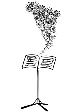 Lectern with flying musical notes clipart
