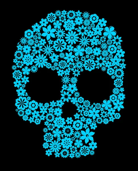 Human skull with flower elements — Stock Vector