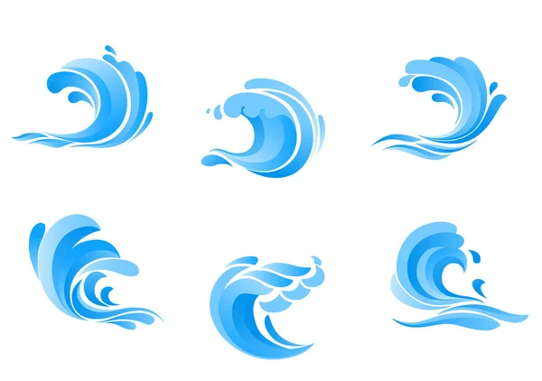 Set of blue sea waves — Stock Vector