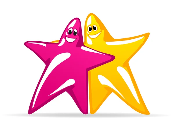 Sonrientes estrellas brillantes — Vector de stock