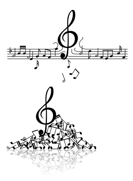 Musikalischer Hintergrund mit verdorbenen Noten — Stockvektor