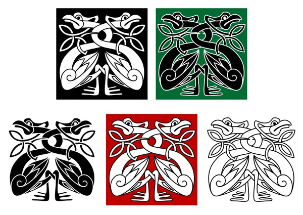 Дикие птицы в стиле кельтского орнамента — стоковый вектор