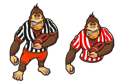 Gorilla player with rugby ball vector