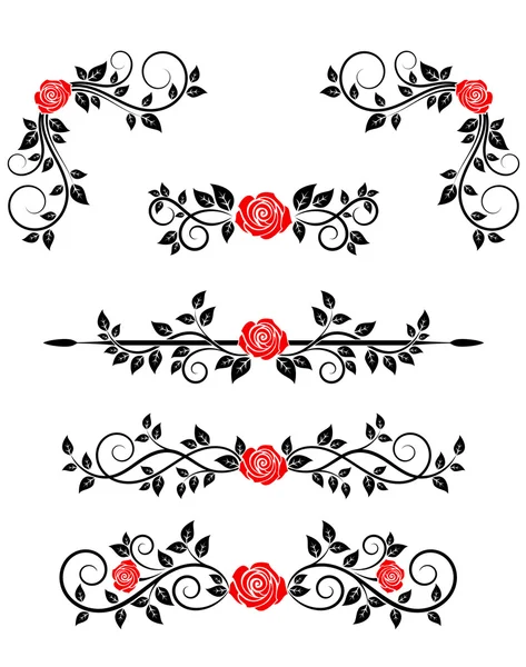 Roses with floral embellishments — Stock Vector