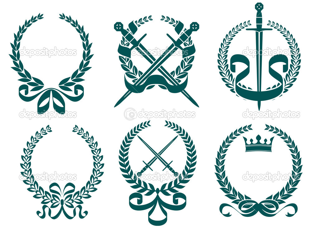 Laurel wreathes with heraldry elements