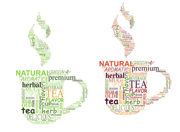 Etiquetas de té nube con forma de taza — Vector de stock