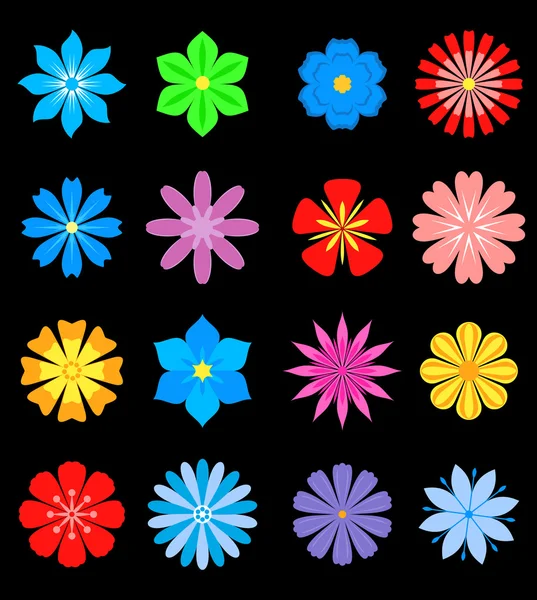 Set of flower blossoms — Stock Vector