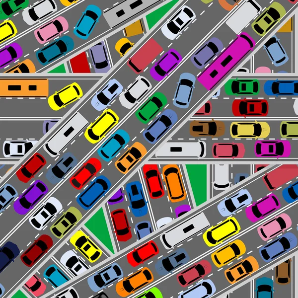 Congestión del tráfico en las carreteras — Vector de stock