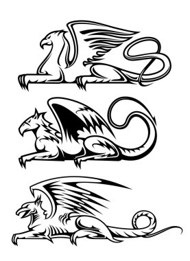 Medieval gryphons set clipart
