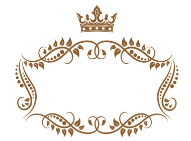 Elegant royal medieval frame with crown clipart