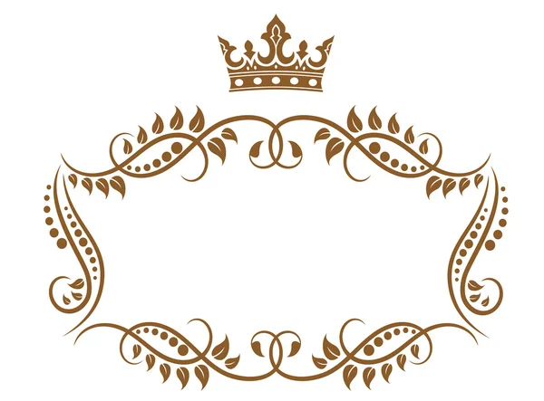 Elegante marco medieval real con corona — Vector de stock