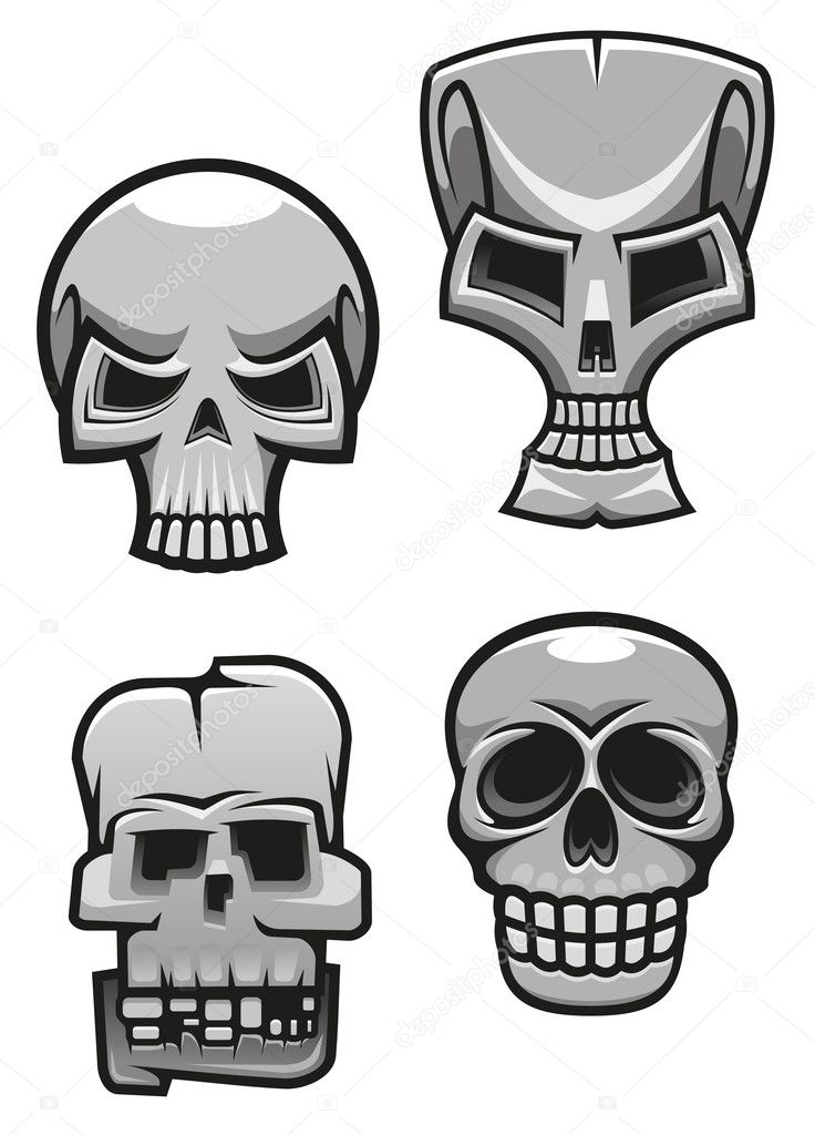 Set of monster skull mascots