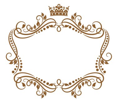 royal crown ve çiçeklerle Retro çerçeve