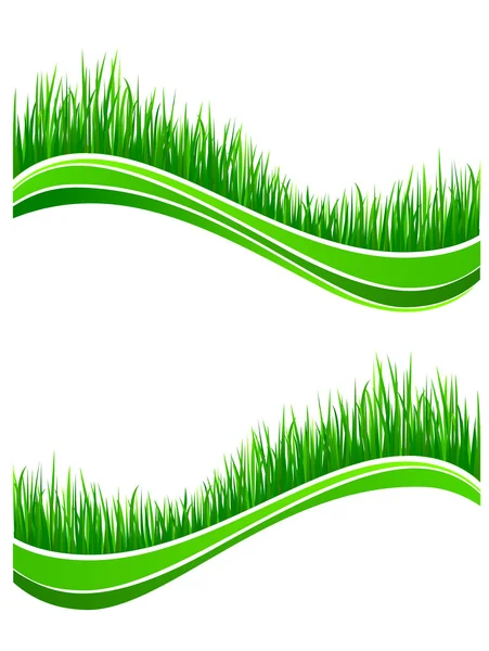 新鮮な春の緑の草の波 — ストックベクタ