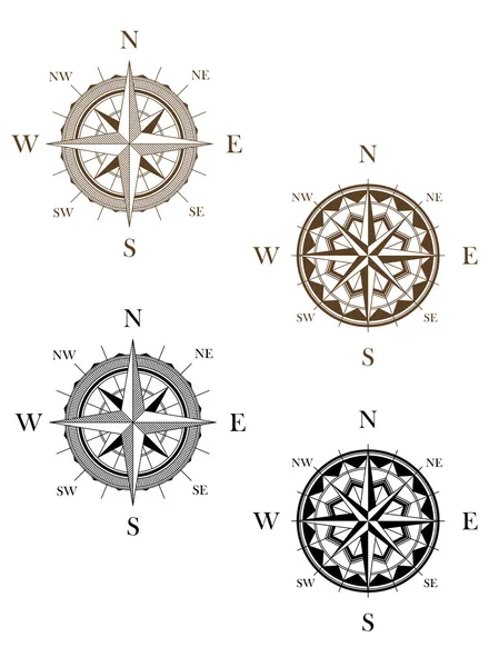 Set van vintage kompas tekenen — Stockvector